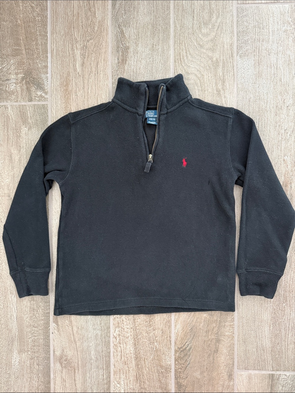 Polo by Ralph Lauren Boys size small 8-10 black  Quarter zip knit